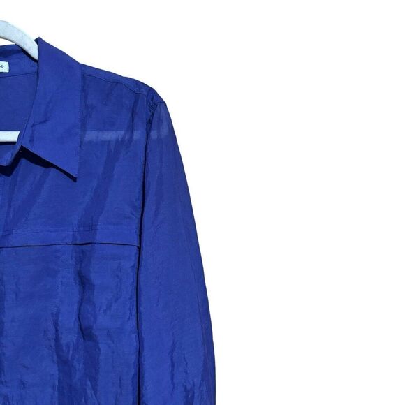 Coldwater Creek Top Womens 3X 24 Blue Sheer Long Sleeve Button Up Shirt Blouse - Picture 3 of 9